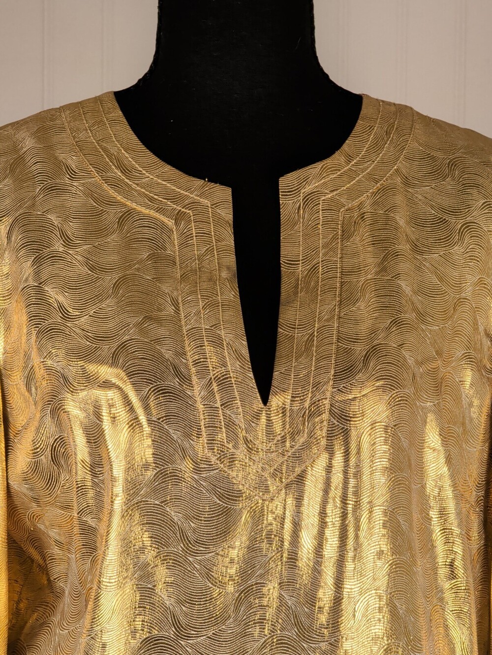 Tory Burch Gold Metallic Shift Dress Size 10 - Picture 2 of 9